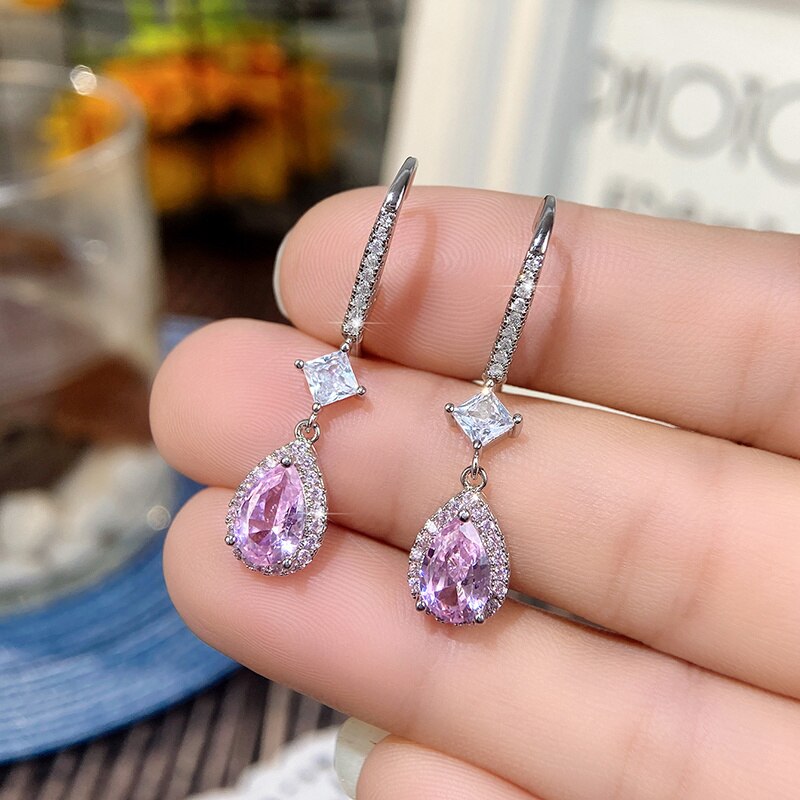 Delicate Pink Drop Earrings - Image 4