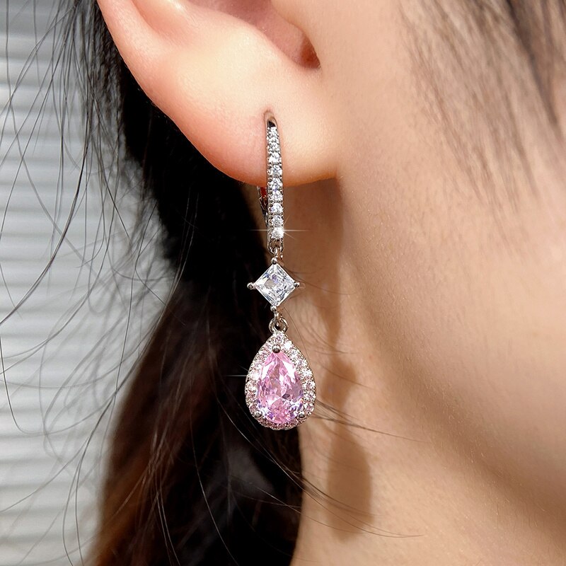 Delicate Pink Drop Earrings - Image 5
