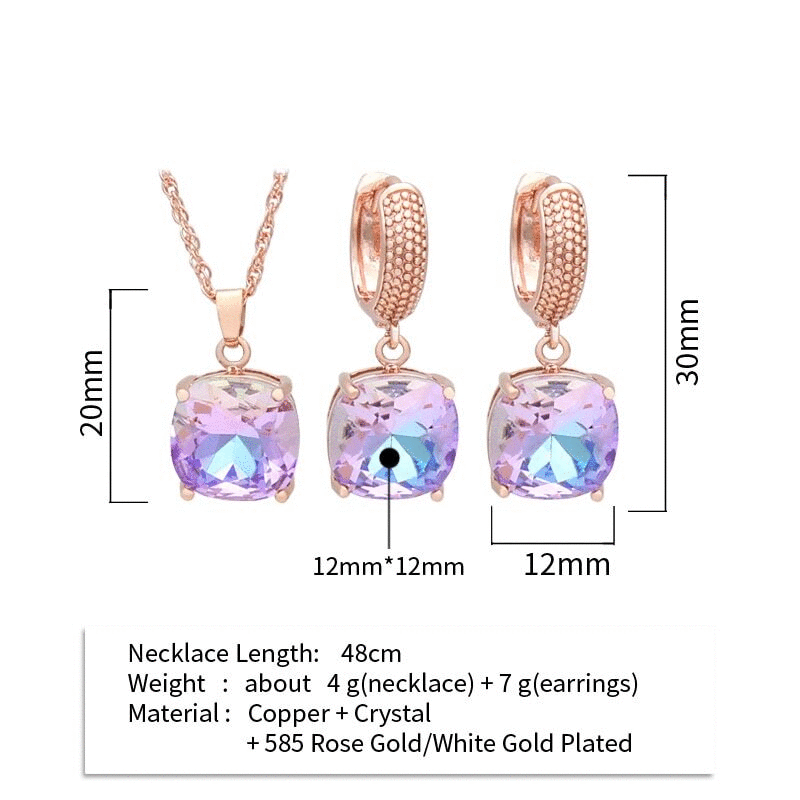Square Crystal Dangle Earrings Jewelry Sets