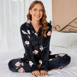 Floral Flannel Pajama Set