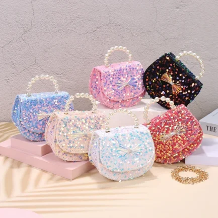 Girls' Sequin Crossbody Purse – Mini Chain Bag main image 0