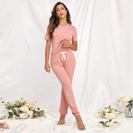 Letter Print Sleepwear Set - Image 4