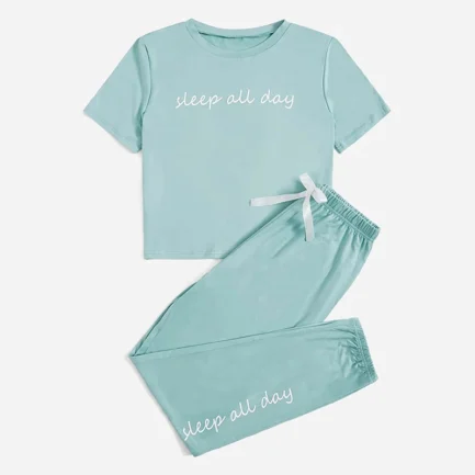 Letter Print Sleepwear Set - Image 5